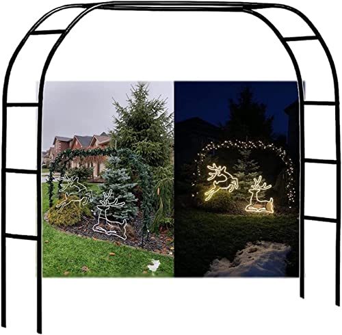 Torbogen Weihnachtsdeko Rosenbogen Aus Metall Stabil Gartenbogen for Kletterpflanzen Freistehend Rankbogen Rankhilfe Rankgitter Rosengestell, mit Basis,140x230x40CM von ZWPILY