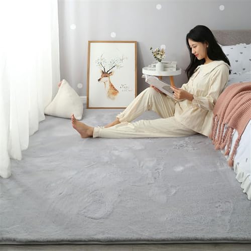 ZWPILY Flauschiger Hochflor-Teppich Grau Wohnzimmer, Hoch-Tief-Struktur, Super Weich und Plüschig, Kuschelig, Kunstfell, Felloptik, Waschbar rutschfest,Grau,140x200 cm ZWPILY Flauschiger Hochflor-Teppich Grau Wohnzimmer, Hoch-Tief-Struktur, Super Weich und Plüschig, Kuschelig, Kunstfell, Felloptik, Waschbar rutschfest,Grau,140x200 cm von Zwpily