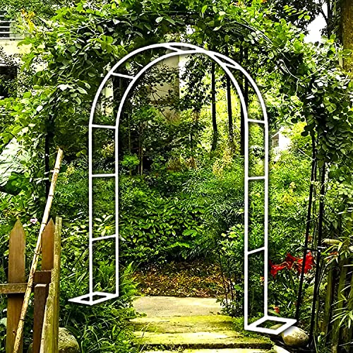 ZWPILY Rosenbogen, Garten-Torbogen Aus Metall, Pergola Rankhilfe Verzinkt Rost, Laubengang Rankgestell Mit Sockel Für Verschiedene Kletterpflanzen, Einfache Montage, 6 Größen,Weiß,W1.8mxH2.2m von ZWPILY