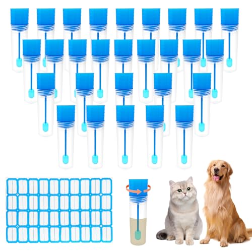 28 Stück Stuhlprobenröhrchen, Probenröhrchen Mit Löffel, 20ml Kotprobenröhrchen Hund, Stuhlfänger für Stuhlprobe, Probenröhrchen mit Etikettenaufkleber für Haustiere Zum Testen von ZWQLZG