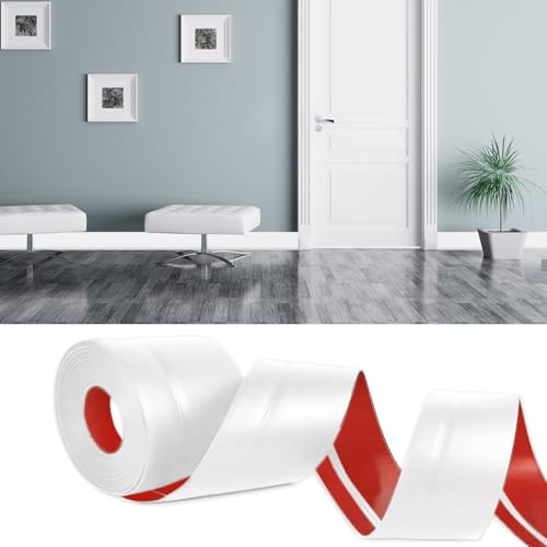 Weichsockelleiste Selbstklebend, 6M x 77mm Dichtband Selbstklebend Wasserdicht,Sockelleiste Selbstklebend,Fussleisten Weiss Selbstklebend,Flexibel Weichsockelleiste für Küche Bad Geeignet (Weiß) von ZWQLZG