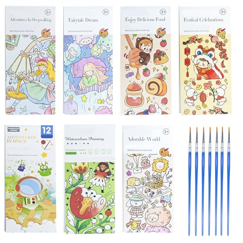 ZWQLZG 7 Pack Pocket Magic Aquarell Malbuch, Fantasie Thema Ausmalbuch Kinder, Wasserfarben Mit Aquarellpapier, Kinder Malbuch Geschenk für Jungen und Mädchen im Alter von 4 bis 6 Jahre alt ZWQLZG 7 Pack Pocket Magic Aquarell Malbuch, Fantasie Thema Ausmalbuch Kinder, Wasserfarben Mit Aquarellpapier, Kinder Malbuch Geschenk für Jungen und Mädchen im Alter von 4 bis 6 Jahre alt von ZWQLZG