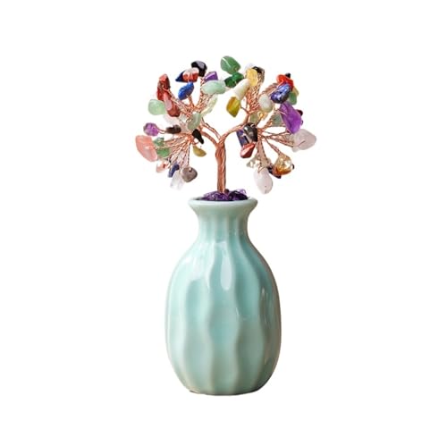 ZWQXZX Glücksbringer Baum Kristall Baum Ornamente Kristall Baum Feng Shui Stein Baum for Home Office Desktop Dekoration Reichtum Glück(Multi-Colored) von ZWQXZX