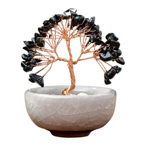 ZWQXZX Glücksbringer Baum Kristall-Geldbaum-Dekorationsbaum, Geldbaum Mit Sockel Reichtum Glück(Black) von ZWQXZX