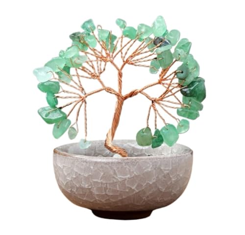 ZWQXZX Glücksbringer Baum Kristall-Geldbaum-Dekorationsbaum, Geldbaum Mit Sockel Reichtum Glück(Grün) von ZWQXZX