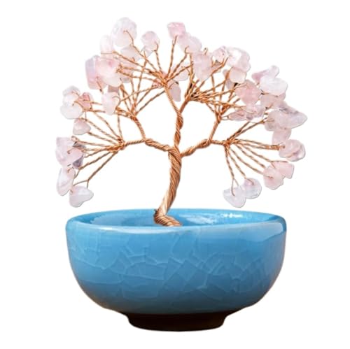 ZWQXZX Glücksbringer Baum Kristall-Geldbaum-Dekorationsbaum, Geldbaum Mit Sockel Reichtum Glück(Pink) von ZWQXZX