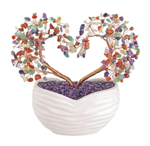 ZWQXZX Glücksbringer Baum Kristallbaum Mit Keramiksockel, Handgefertigter Kristall-Bonsai-Geldbaum Reichtum Glück(Multi-Colored) von ZWQXZX
