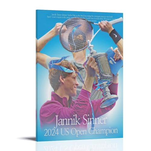 ZWSYHJ Jannik SinnerRetro ästhetische Leinwand-Wandbilder, verschiedene Arten der Druckherstellung, Schlafzimmer, Wanddekoration, Rahmenstil, 50 x 75 cm von ZWSYHJ