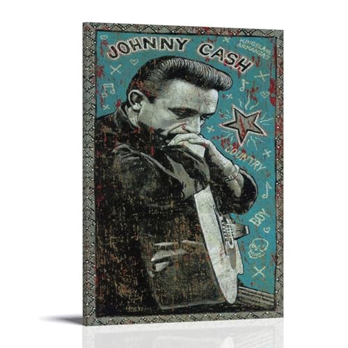 ZWSYHJ Johnny CashRetro Ästhetisches Leinwandbild, verschiedene Arten der Druckherstellung, Schlafzimmer-Wanddekoration, Rahmenstil, 40 x 60 cm von ZWSYHJ