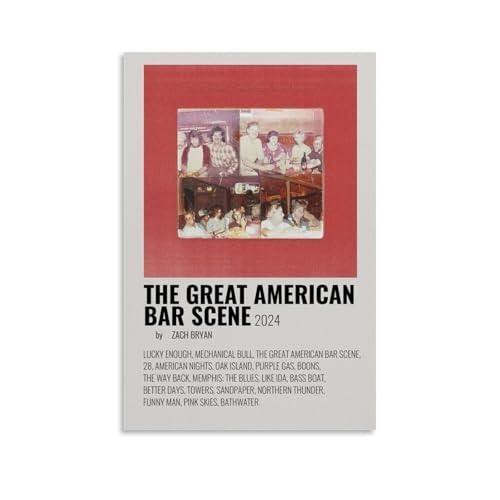 ZWSYHJ Zach Bryan Retro-Wandgemälde auf Leinwand, Motiv: The Great American Bar Scene, verschiedene Stile der Druckherstellung, Schlafzimmer, Wanddekoration, ungerahmt, 20 x 30 cm von ZWSYHJ