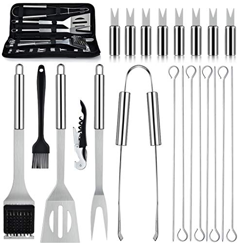 22-teiliges Grillzubehör-Set, Edelstahl, Grill-Werkzeug-Set, komplettes Grillzubehör für Camping, Küchenzubehör 22-teiliges Grillzubehör-Set, Edelstahl, Grill-Werkzeug-Set, komplettes Grillzubehör für Camping, Küchenzubehör von ZWTPGKRD