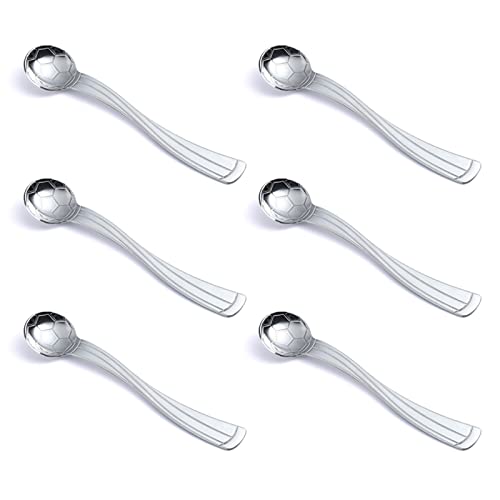 6 Stück Kaffee-Dessertlöffel mit Fußball-Muster, langer Griff, Edelstahl, kleines Küchenzubehör, Edelstahl 6 Stück Kaffee-Dessertlöffel mit Fußball-Muster, langer Griff, Edelstahl, kleines Küchenzubehör, Edelstahl von ZWTPGKRD
