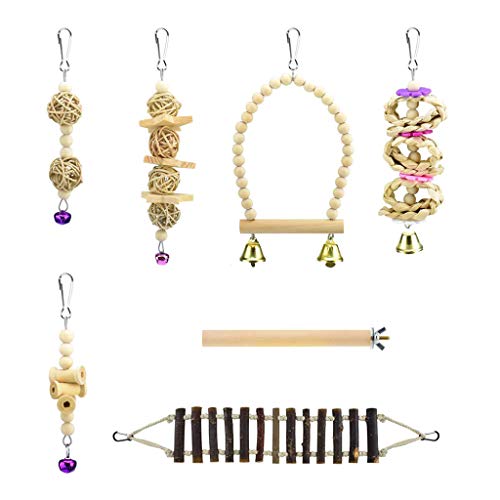 7 Stück Papageiennest Kuscheln Vogelleiter Schaukel Hängematte Kleine Haustier Glocken Holz Ständer Haustier Leiter Blöcke Spielzeug Papagei Spielzeug Vögel Kaukäfig Halter für Vögel Supplies Planet 7 Stück Papageiennest Kuscheln Vogelleiter Schaukel Hängematte Kleine Haustier Glocken Holz Ständer Haustier Leiter Blöcke Spielzeug Papagei Spielzeug Vögel Kaukäfig Halter für Vögel Supplies Planet von ZWTPGKRD