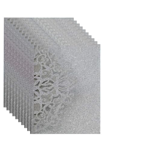 Hochzeits- und Party-Einladungskarten für Braut und Bräutigam, zarte geschnitzte Spitze, 10 Stück von ZWTPGKRD