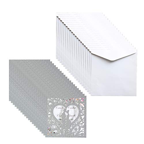 Hochzeitseinladungskarten, glitzernd, hohl, Einladungsumschläge, Brautparty, Verlobung, Party, Einladungskarten für Geburtstag, 20 Stück von ZWTPGKRD