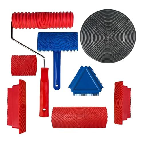Komplettes Malerset mit Trockenbau Texturwalzen und Walzenrahmen für Wandoberflächen Oberflächen Täglicher Gebrauch Farbroller Rahmen Set von ZWTPGKRD