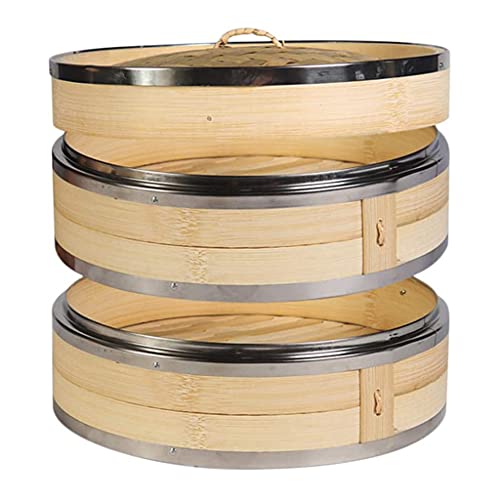 Premium Bio Dampfgarer Single 2 mit Deckel, stark verstärkt, am besten für Dim Sum Gemüse Fleisch Dampfgarer Korb von ZWTPGKRD