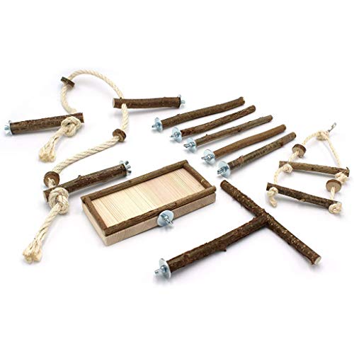 Vogelschaukel aus natürlichem Holz, für Papageien, Ständer, Plattform, Leiter, Käfigdekoration, Papageienspielzeug, Holz, 10 Stück Vogelschaukel aus natürlichem Holz, für Papageien, Ständer, Plattform, Leiter, Käfigdekoration, Papageienspielzeug, Holz, 10 Stück von ZWTPGKRD