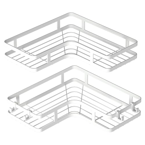 ZWTPGKRD 2 Stück Küchenregal selbstklebend mit 4 Haken, Mehrzweck-Halterung für Zuhause, Schlafzimmer, Schlafsaal, Wand-Organizer, Ecke, Badezimmer von ZWTPGKRD
