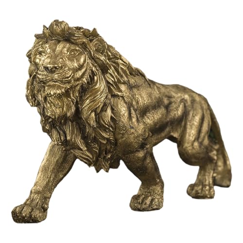 ZWTPGKRD Goldene Löwen König Harz Statue Ornament Tierstatue Wohnzimmer Eingang Schrank Desktop Büro Home Dekorationen Tiermodell Skulptur von ZWTPGKRD