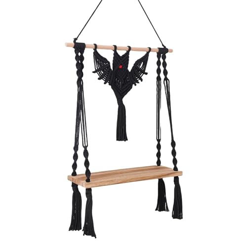ZWTPGKRD Halloween-Wand-Organizer in Fledermausform, Wand-Organizer für kreative Innenausstellung, handgewebte Baumwollseil-Quasten, schwebendes Regal, Halloween-Fledermaus-Tapisserie-Regal ZWTPGKRD Halloween-Wand-Organizer in Fledermausform, Wand-Organizer für kreative Innenausstellung, handgewebte Baumwollseil-Quasten, schwebendes Regal, Halloween-Fledermaus-Tapisserie-Regal von ZWTPGKRD