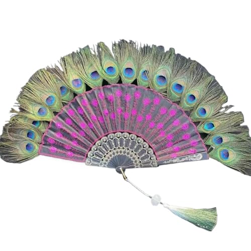 ZWTPGKRD Handfächer mit Stickerei, faltbar, Stickerei, Farbmuster, für Flapper-Accessoires und Kostümpartys, zusammenklappbar von ZWTPGKRD