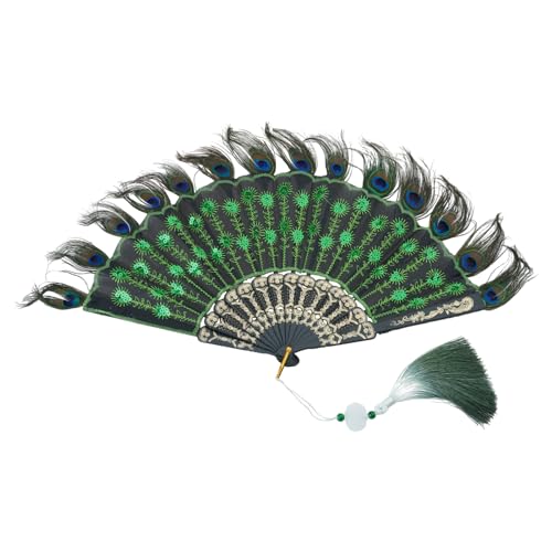 ZWTPGKRD Handfächer mit Stickerei, faltbar, Stickerei, Farbmuster, für Flapper-Accessoires und Kostümpartys, zusammenklappbar von ZWTPGKRD