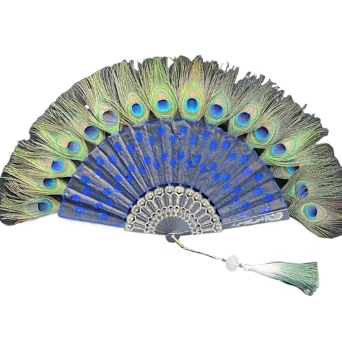 ZWTPGKRD Handfächer mit Stickerei, faltbar, Stickerei, Farbmuster, für Flapper-Accessoires und Kostümpartys, zusammenklappbar von ZWTPGKRD