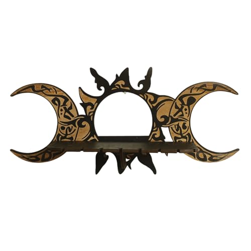 ZWTPGKRD Kristallregal, Mond und Sonne, Holz, Wandmontage, Kristall-Ausstellungsregale, Wanddekoration, für ätherische Öle, Steine, Aufbewahrung, hängende Organisatoren von ZWTPGKRD