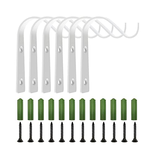 ZWTPGKRD Schmiedeeiserne Blumenkorb-Haken, Hängepflanzenhalter für den Außenbereich, stabiler, stabiler, weißer schwarzer Haken, Hängepflanzenhalter, Ständer, für den Innen- und Außenbereich von ZWTPGKRD