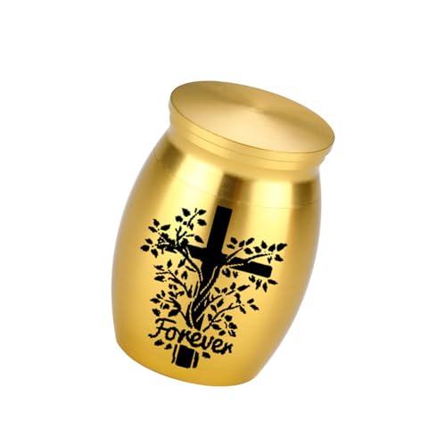 ZWTPGKRD Simple Casket Asche Gefäß Asche für Haustierurne Schnitzereien Gedenkstätte kleines Glas Urnenbehälter elegante Aluminium-Gedenkbox von ZWTPGKRD