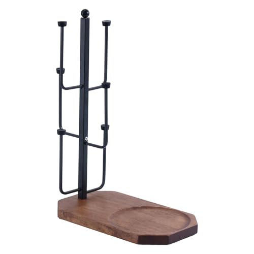 ZWTPGKRD Vertikaler Kaffeebecherhalter mit Haken und Holzsockel, platzsparender Tassen-Organizer, Mehrzweck-Küchenaufbewahrungsregal, Massivholz, Metall, Becherhalter von ZWTPGKRD