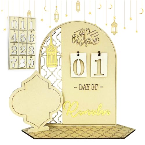 Ramadan Kalender aus Acryl, Ramadan Kalender Countdown, 30 Tage Eid Mubarak Kalender, Eid Mubarak Kalender DIY, Ramadan Adventskalender Zuhause Dekoration Geschenke für Kinder (Braun) von ZWXSTAR