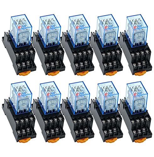 ZWXYKQBXG Elektronisches Zubehör 10 Stück MY4NJ 14PIN 4DPDT Elektronisches Mikro-Mini-Elektromagnetisches Relais 5A-Spule mit PYF14A-Sockelsockel DC12V DC24V AC110V 220V 380V(12V) von ZWXYKQBXG