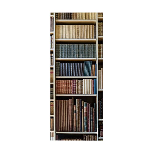 3D Türaufkleber Bücherregale B100 x H200cm Türtapete Wandbild Selbstklebend PVC Wasserdicht Abnehmbar Türfolie TürPoster Fototapete Wohnzimmer Schlafzimmer küche bad büro von ZWYHYP
