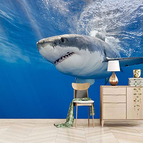 Fototapete 3D Effekt Hai Wandtapete Moderne Wanddeko Design Wand Dekoration Wohnzimmer Schlafzimmer 200cm×140cm(Breite x Höhe) von ZWYHYP
