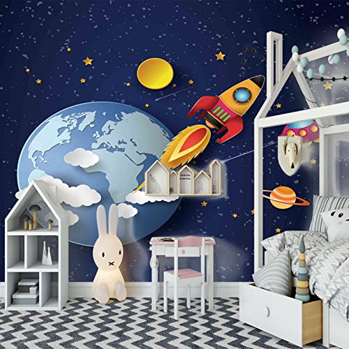 Fototapete Wandbilder 3D Effekt Planet Tapete 3D Vliestapete Tapeten Wandbild Tapeten Wohnzimmer Tv Wanddeko 400cm×280cm(Breite x Höhe) von ZWYHYP