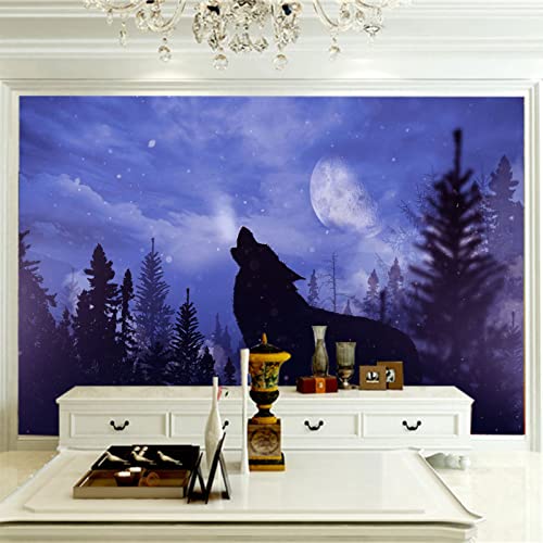 Fototapete Wolf 3D Effekt Tapeten Tapete Wandbilder Wohnzimmer Schlafzimmer Dekoration Moderne Wanddeko 400cm×280cm(Breite x Höhe) von ZWYHYP