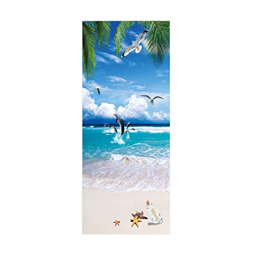 Tür tapeten 3d selbstklebend Der Strand B100 x H200cm Türposter Türaufkleber Abnehmbare Vinyl türfolie Fototapete diy Wandbild Wohnzimmer Schlafzimmer Kinderzimmer Badezimmer von ZWYHYP