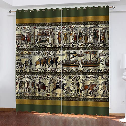 Verdunkelungsvorhang 3D Ägyptischer Pharao 2x B140x H260cm Gardinen Wohnzimmer 2er Set Thermo Vorhang Blickdicht ösen Verdunkelungsgardine lichtundurchlässig Fenster für Schlafzimmer Kinderzimmer von ZWYHYP