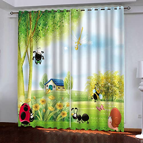 ZWYHYP 3D VerdunkelungsvorhängBlumenhaus 2X B140x H260cm Blickdichte Gardinen Verdunkelungsvorhang Lichtundurchlässige Vorhang mit Ösen für Schlafzimmer 2er Set von ZWYHYP