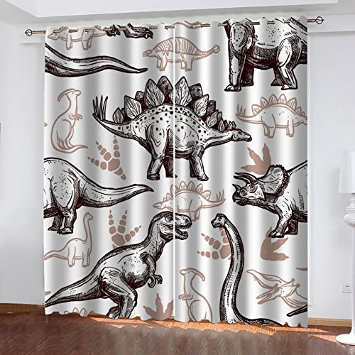 ZWYHYP 3D VerdunkelungsvorhängDinosaurier 2X B140x H260cm Blickdichte Gardinen Verdunkelungsvorhang Lichtundurchlässige Vorhang mit Ösen für Schlafzimmer 2er Set von ZWYHYP