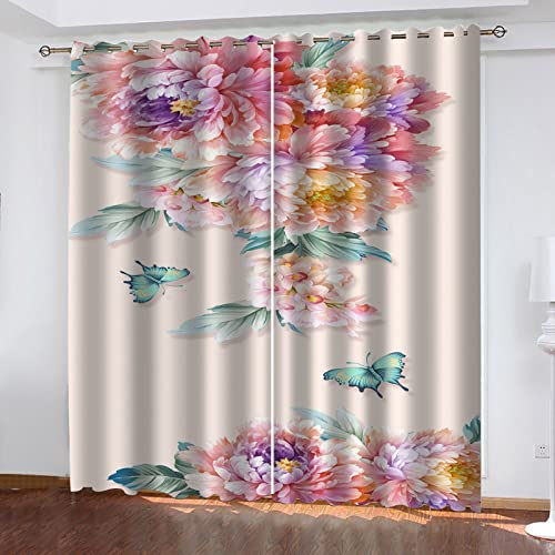 ZWYHYP Verdunkelungsvorhang 3D Blumen Schmetterling 2X B140x H260cm Gardinen Wohnzimmer 2er Set Thermo Vorhang Blickdicht ösen Verdunkelungsgardine lichtundurchlässig Fenster für Schlafzimmer ZWYHYP Verdunkelungsvorhang 3D Blumen Schmetterling 2X B140x H260cm Gardinen Wohnzimmer 2er Set Thermo Vorhang Blickdicht ösen Verdunkelungsgardine lichtundurchlässig Fenster für Schlafzimmer von ZWYHYP