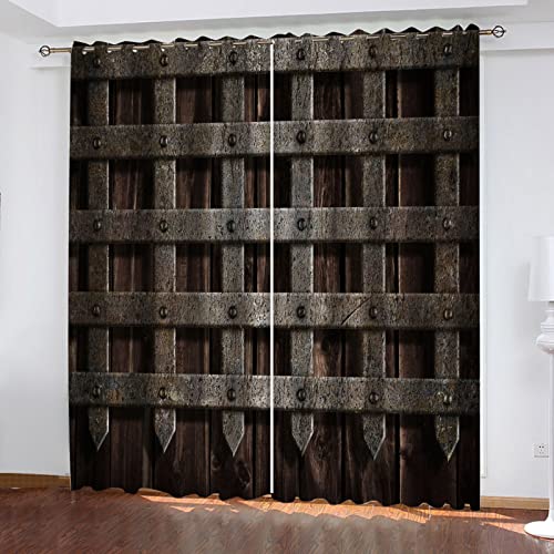 ZWYHYP Verdunkelungsvorhang 3D Eisentor 2X B140x H260cm Gardinen Wohnzimmer 2er Set Thermo Vorhang Blickdicht ösen Verdunkelungsgardine lichtundurchlässig Fenster für Schlafzimmer Kinderzimmer von ZWYHYP