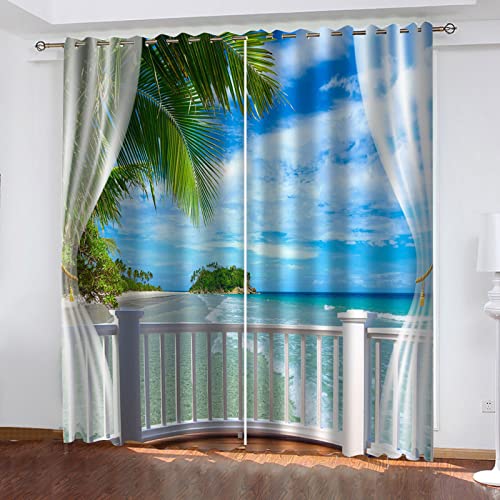 ZWYHYP Vorhang Blickdicht mit Ösen Hof Meer 2X B140x H245cm 3D Verdunkelungsvorhang 2er Set Gardine Polyester für Schlafzimmer Kinderzimmer Wohnzimmer Dekoration ZWYHYP Vorhang Blickdicht mit Ösen Hof Meer 2X B140x H245cm 3D Verdunkelungsvorhang 2er Set Gardine Polyester für Schlafzimmer Kinderzimmer Wohnzimmer Dekoration von ZWYHYP