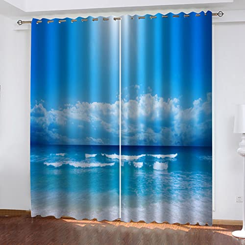 ZWYHYP Vorhang Blickdicht mit Ösen Meer 2X B140x H245cm 3D Verdunkelungsvorhang 2er Set Gardine Polyester für Schlafzimmer Kinderzimmer Wohnzimmer Dekoration ZWYHYP Vorhang Blickdicht mit Ösen Meer 2X B140x H245cm 3D Verdunkelungsvorhang 2er Set Gardine Polyester für Schlafzimmer Kinderzimmer Wohnzimmer Dekoration von ZWYHYP