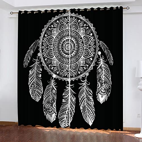 ZWYHYP Vorhang Blickdicht mit Ösen Traumfänger 2X B140x H245cm 3D Verdunkelungsvorhang 2er Set Gardine Polyester für Schlafzimmer Kinderzimmer Wohnzimmer Dekoration von ZWYHYP