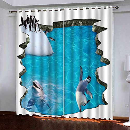 ZWYHYP Vorhang Blickdicht ösen 2er Set Delphin-Pinguin 2X B117x H138cm Gardine Lichtundurchlässig Fenstervorhang Wohnzimmer Schlafzimmer ZWYHYP Vorhang Blickdicht ösen 2er Set Delphin-Pinguin 2X B117x H138cm Gardine Lichtundurchlässig Fenstervorhang Wohnzimmer Schlafzimmer von ZWYHYP