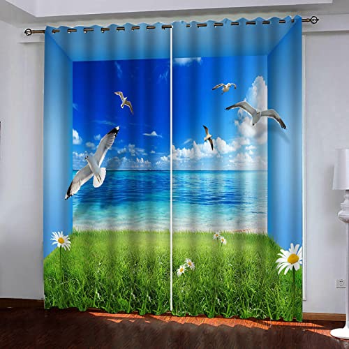 ZWYHYP Vorhang Blickdicht ösen 2er Set Meerblick 2X B117x H138cm Gardine Lichtundurchlässig Fenstervorhang Wohnzimmer Schlafzimmer ZWYHYP Vorhang Blickdicht ösen 2er Set Meerblick 2X B117x H138cm Gardine Lichtundurchlässig Fenstervorhang Wohnzimmer Schlafzimmer von ZWYHYP