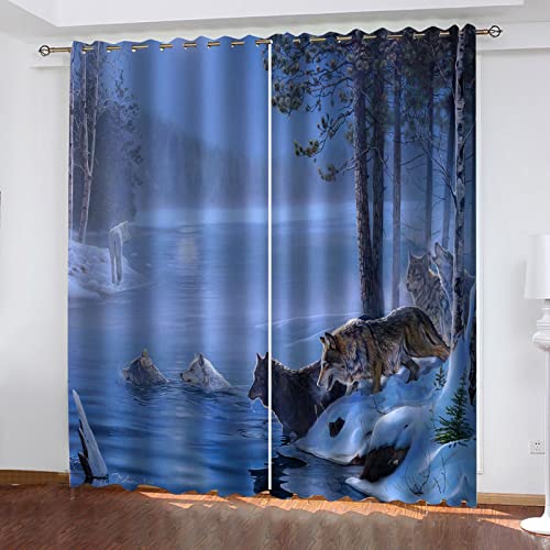ZWYHYP Vorhang Blickdicht ösen 2er Set Tierwolf 2X B117x H138cm Gardine Lichtundurchlässig Fenstervorhang Wohnzimmer Schlafzimmer ZWYHYP Vorhang Blickdicht ösen 2er Set Tierwolf 2X B117x H138cm Gardine Lichtundurchlässig Fenstervorhang Wohnzimmer Schlafzimmer von ZWYHYP